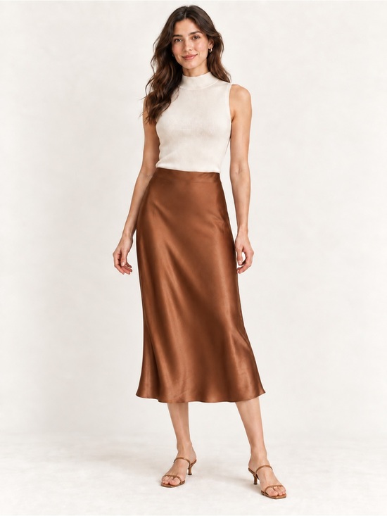 Quince Dresses & Skirts - QUINCE 100% Washable Silk Maxi Skirt NWT size M elastic waist (30x28)brown
